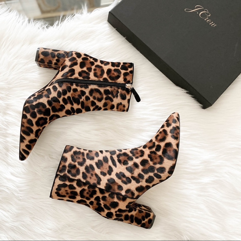 J. Crew leopard calf hair ankle boots size 7.5